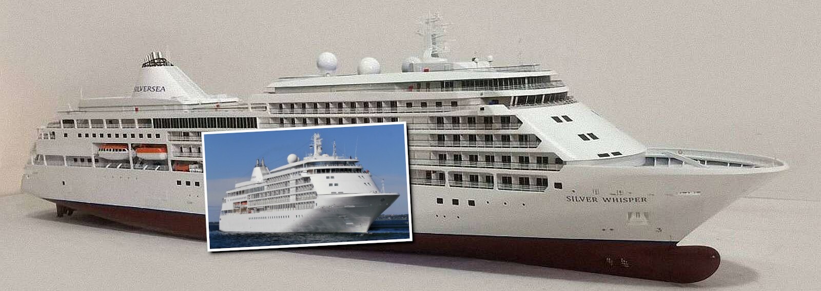 m Kundenauftrag nach Plan gebautes Modell des Kreuzfahrtschiffes "Silver Whisper"
